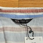 ZARA NWT  Woman’s  Striped Linen-Blend Cropped Shirt Size XS Photo 1