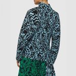 Solace London Blue Latia Animal Print High Neck Plisse Top US 4 Photo 2