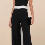 Lulus Black Jumpsuit White Bow Photo 0