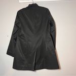 DKNY Sabrina Ruffle Trench Coat Black Size Large Cotton Polyester Button Front Photo 6