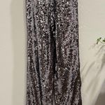 Good American Small Gunmetal Sequin Wide Leg Pull On Pants Party Glam Concert Photo 2