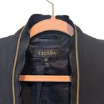Escada Navy Classic Minimalist Stretchy Contemporary Blazer With Zipper Medium Blue Photo 3