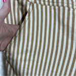 Free People Brown White Striped High Rise Frankie Skinny Jeans Photo 4