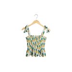 J.Crew Smocked Pineapple Print Tie Strap Tank Top Size M Cotton Summer Peplum Size M Photo 2