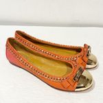 Jeffrey Campbell  Peach Leather Gold Cap Toe Braided Trim Ballet Flat Photo 2