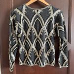 Adrienne Vittadini 90s Vintage Gray & Black Art Deco Beaded Sweater Small Petite Photo 5