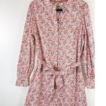 Boden Womens Dress Red Mini Floral Shirtdress Waist Tie Long Sleeve Boho Size 10 Photo 4