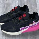 Adidas ZX 2K Boost Running Shoe Women 7.5 Black Pink Wordmark Heel Stripe FX7050 Photo 0