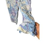 August Silk Wide Leg Cropped Pants Blue Purple Floral Print 100% Silk Size L Photo 4