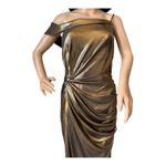 Mac Duggal IEENA for Gold Metallic One-Shoulder Gown style 26728 size 8 Photo 10