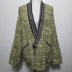 Chico's  Y2K Reversible Kimono Jacket Olive Green Black Asian Style Boho Global OS Photo 6