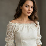 Jessica Simpson  Ivory Cream Lace Blouse Sz M/L Photo 0