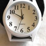 Source Unknown Contemporary White Metal 6" Stretch Band White Face New Battery Unisex Watch Photo 0
