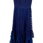 Shoshanna Midnight navy floral lace tiered maxi long formal gown dress size 8 Photo 0
