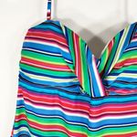 PointZero Ocean Size 16 Swim Top Striped Halter Blue Red Green Built in Bra 1258 Photo 5