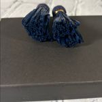 Beaded Straw Blue Gold Tone Dangle Earrings Photo 6