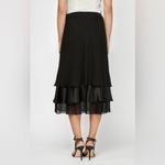 Alex Evenings Tea-Length Satin Chiffon Triple Tier Hem Skirt Black medium Photo 1