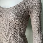Free People Size Small Tie Back Sweater Ivory Pointelle Bow Photo 5