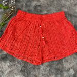 Red Lace Women's Shorts 90 % cotton 10%nylon Size L Photo 1