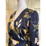 Lulus LULU’S Floral Navy Blue Stain Wrap Dress Adjustable Waist Sz Small, Love is Life Photo 2