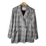 Steve Madden  Nika Plaid Blazer Gray White‎ Double Breast Jacket Women Size Large Photo 2