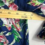 Label of Love Boho Tunic Top S Navy Tropical Floral Flowy Ruffle Hem Festival Blue Photo 5