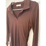 No Comment No‎ Comment Brown Ribbed Long Sleeve Mini Dress with Drawstring - L Photo 1