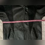 Vintage Pelle Black Embossed Suede Patchwork Leather Long Trench Coat Photo 8