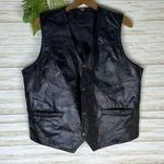Vintage Black Leather Patchwork Biker Grunge Vest Size M Photo 0