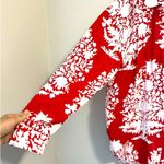 Calzedonia Red and White Abstract Floral Blouse Button-down Shirt Women's sz. M Photo 5