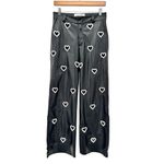 Eterea Julieta & Julieta Vegan Black‎ Leather Embroidered Heart Cutout Pants 36 Black Photo 5