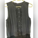 J.Crew  Ruffle Front Jumpsuit Navy Blue Silk Photo 2