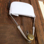 INC Satchel Style Bag silvertone chain strap in Bone 9.5” x 6” x 1.75” White Photo 3