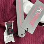 Romwe Faux Fur Removable Collar Burgundy Ribbed Knit Tie Front Bell Sleeve Cardigan M Photo 9