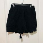 Solitaire Women's Shorts Eyelet Tassel Tie Elastic Waist Casual Black Large NWT Photo 2
