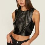 Good American  Better Than Leather Faux Leather Top Black Womens Size 0 XS Photo 0