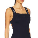 Free People NWT Decked in Shine Rhinestone Denim Tank Large, DARK RINSE Photo 0