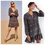 Madewell silk fiesta paisley print ruffle keyhole tie mini dress Photo 1