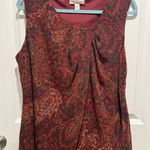 Coldwater Creek  Red Paisley Top XL Sleeveless Women’s Blouse X-Large Shirt Work Photo 0
