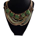 VTG 80’s Faux Jade Costume Layered Twisted Chain Beaded Necklace 20” Choker Green Photo 1