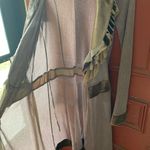 Anthropologie  Ruffle Chocolate Brown Velvet Silk Sheer Mesh Long Cardigan Medium Photo 7