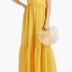 Monique Lhuillier 💕💕 Eyelet Cutout Tiered Maxi Dress ~ Limoncello Yellow 12 NWT Photo 0