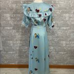 HEIND Elegant Blue Wrap Hearts and Cherubs Wrap Dress Size M Photo 5