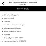 Revolve ✨Worn Once✨ Vicky Lace Mini Dress in Black Photo 3