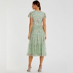 Mac Duggal  Green Multicolor Embroidered V Neck Cap Sleeve Midi Dress 35104 Photo 3