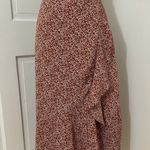 Wishlist Floral Flowy Ruffle Midi Skirt Rust Clay White Flowers Cottagecore Sz L Photo 0