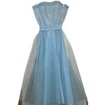 Vintage 50s Fit Flare Ice Blue tea length gown dress princess cinderella costume Photo 4
