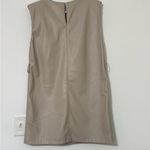 ZARA  Women’s Cream Faux Leather Dress Padded Shoulders Size S Photo 5