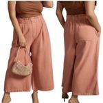 Pilcro Anthropologie Peach/ Pink Culotte Wide Leg Cropped Paperbag Jeans Small Photo 2