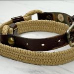 Vintage Womens Brown Leather Rope Stretch Belt Medium (M) ✨ Photo 4